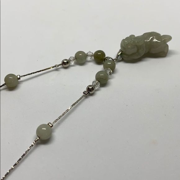 18k gold plated jade dragon pendant with chain - Picture 3 of 8